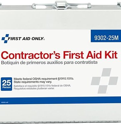 25-Person First Aid Kit – 178-Piece Contractor Emergency Kit for Home, Office, Jobsite & Vehicles – Metal Case – OSHA Compliant