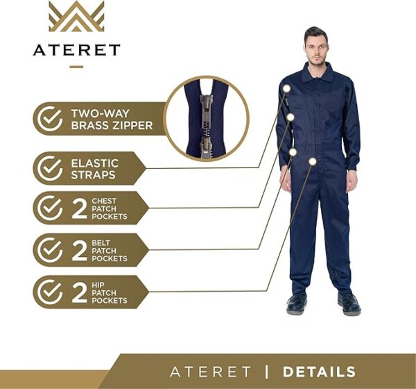 ATERET I Flame Resistant Coverall – Lightweight 7oz 100% Cotton FR Treated, NFPA 2112 & ASTM Certified, Arc Flash Protection CAT 2 – Safety Workwear for Firefighters & Industrial Use - Image 5