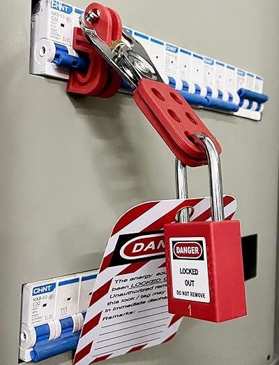 Lockout Tagout Kit Electrical LOTO – OSHA Compliant Safety Kit with Padlocks, Hasps, Tags, Nylon Ties & Tool Pouch – Red Safety Kit for Industrial & Personal Use