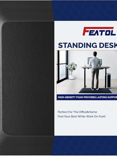 FEATOL 9/10″ Thick Anti-Fatigue Standing Desk Mat – Memory Foam Comfort Mat for Home & Office (20″ x 32″, Black)