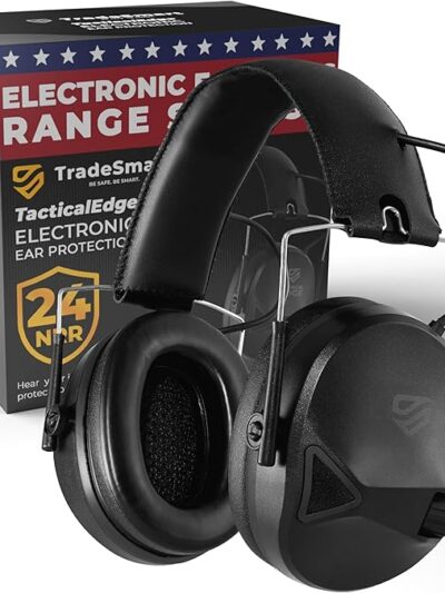 TradeSmart TacticalEdge Electronic Shooting Earmuffs – NRR 24 Noise Reduction, 5X Sound Amplification, Slim Design Hearing Protection for Hunting, Range, and Tactical Training