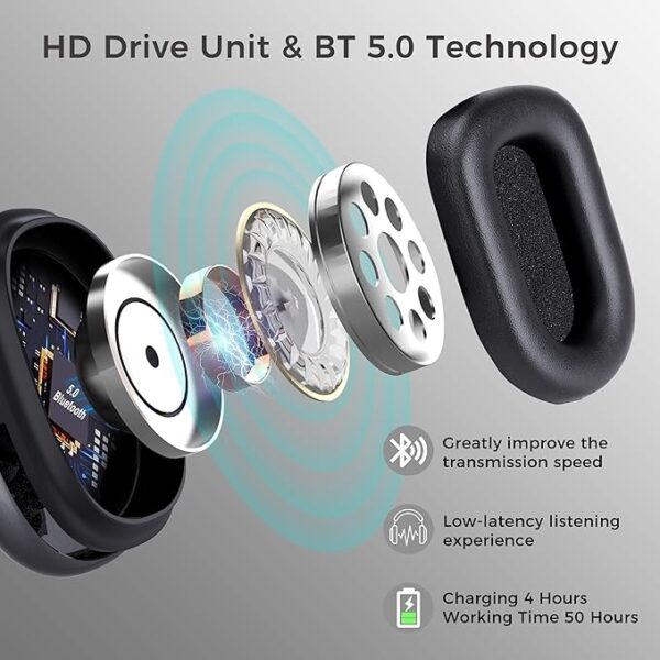 Bluetooth Hard Hat Ear Muffs – NRR 28dB Hearing Protection, Cap-Mounted Noise Cancelling Earmuffs with Bluetooth 5.0 & Mic – 50-Hour Battery, Adjustable Work Headphones for Construction, Airport, Industrial Use - Image 3