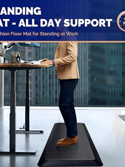FEATOL 9/10″ Thick Anti-Fatigue Standing Desk Mat – Memory Foam Comfort Mat for Home & Office (20″ x 32″, Black)