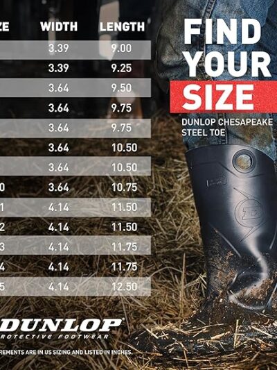 DUNLOP Chesapeake Steel Toe Boots – ASTM Certified, 100% Waterproof PVC, Lightweight & Durable Work Boots – Black, Made in USA