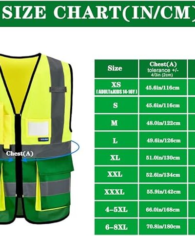 A-SAFETY High Visibility Safety Vest – Reflective 7-Pocket Hi Viz Waistcoat for Motorcycle, Running, Cycling, Construction – 360° Reflective Gear – Neon Yellow