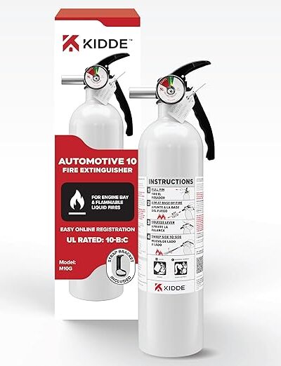 Kidde Fire Extinguisher for Vehicles – 10BC – Single-Use, Compact Auto Fire Extinguisher for Cars, Trucks & RVs – UL Listed, 6-Year Warranty