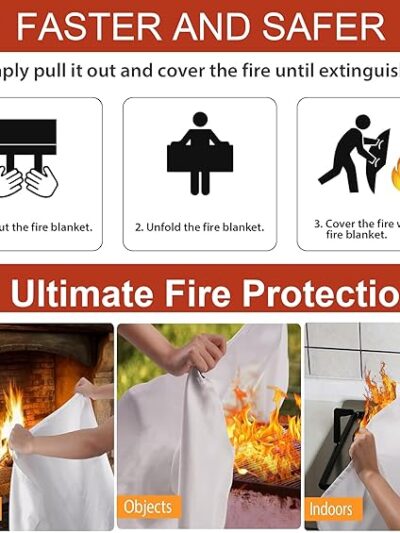 2-Pack Emergency Fire Blanket – 40” x 40” Fiberglass Fire Suppression Blankets for Home, Kitchen, Car, Camping, Office & Warehouse – Survival Safety Tool for Small Fires